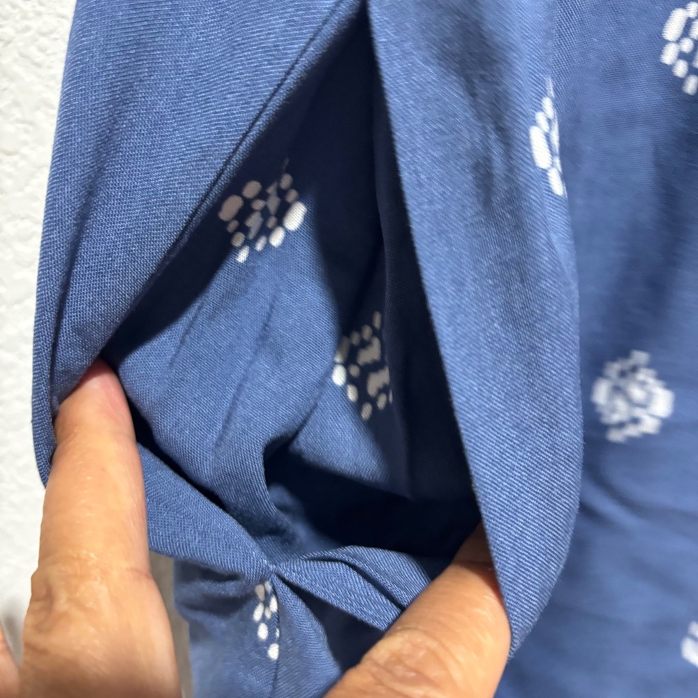 ANA A New Approach Shift Dress Womens Large Blue Geometric V-Neck Rayon Pockets - Picture 5 of 9